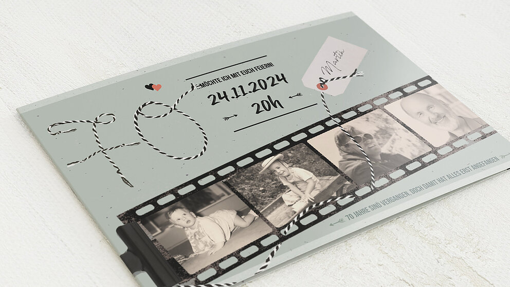 Geburtstagseinladungen Filmstreifen 70 Detail