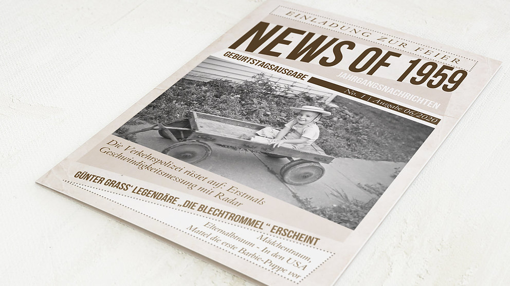 Geburtstagseinladungen Newspaper 1959 Detail