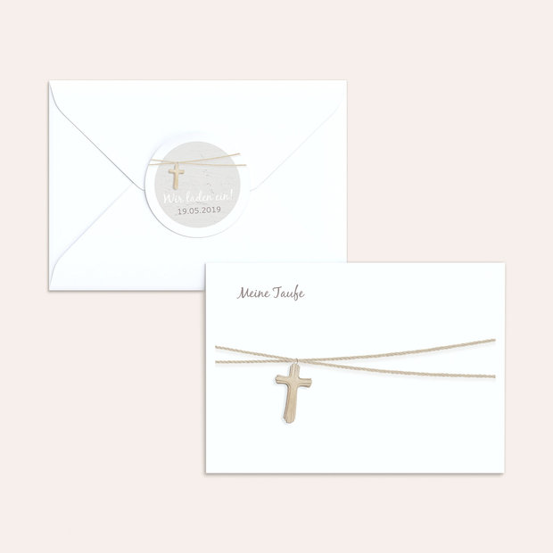 Umschlag mit Design Taufe - Holzkreuz