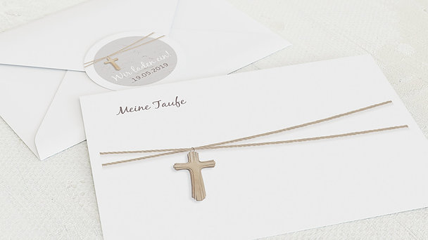 Umschlag mit Design Taufe - Holzkreuz