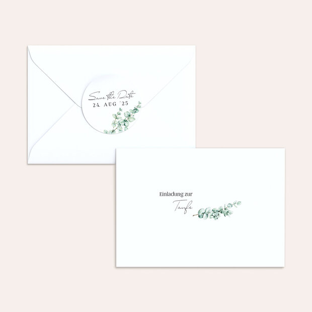 Umschlag mit Design Taufe - Eucaliptus love