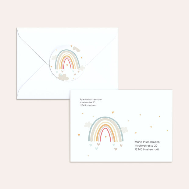 Umschlag mit Design Taufe - Regenbogen-Zauber