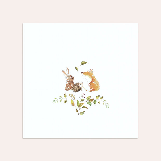 Umschlag mit Design Taufe - Niedliche Waldbewohner