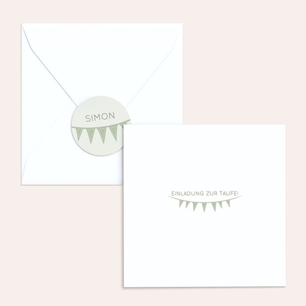 Umschlag mit Design Taufe - Freudige Fähnchen