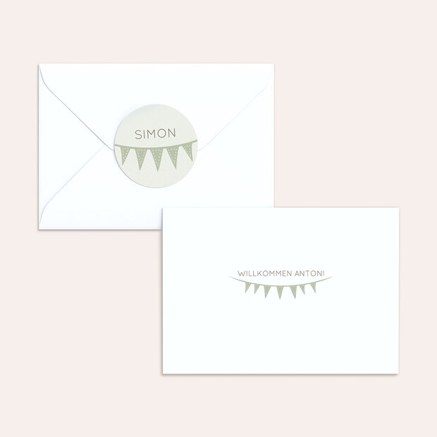 Umschlag mit Design  Baby - Freudige Fähnchen