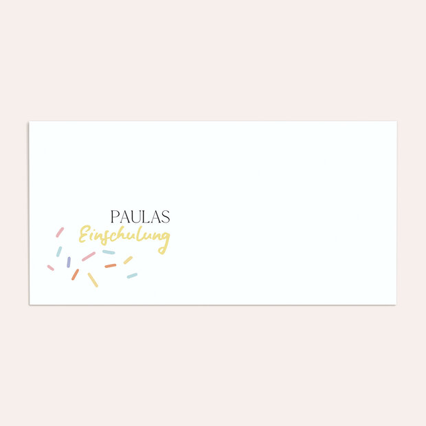 Umschlag mit Design Einschulung - Konfetti Einladung