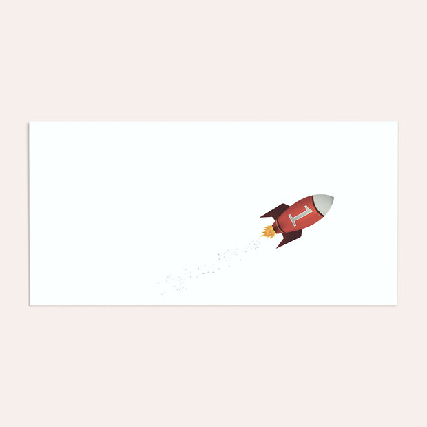 Umschlag mit Design Einschulung - Rakete