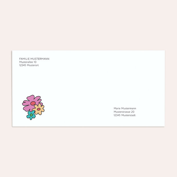 Umschlag mit Design Einschulung - Blütenstift