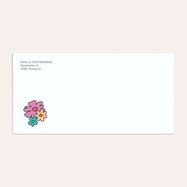 Umschlag mit Design Einschulung - Blütenstift