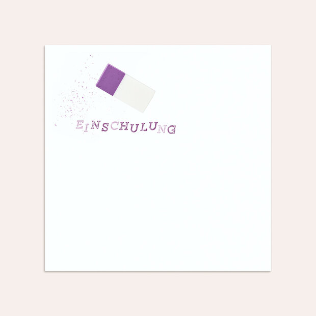 Umschlag mit Design Einschulung - Ausradiert