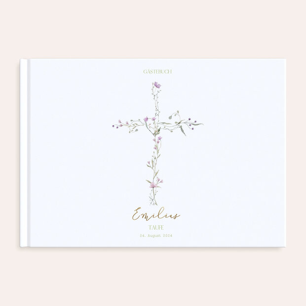Gästebuch Taufe - Cross of Flowers