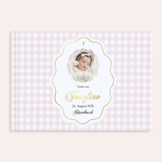 Gästebuch Taufe - Soft Gingham Baptism