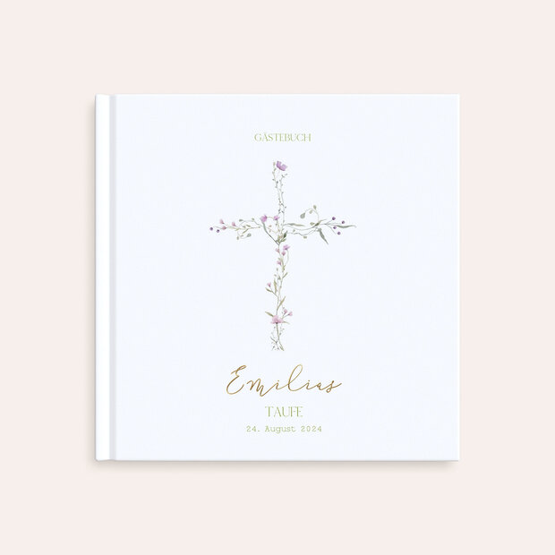 Gästebuch Taufe - Cross of Flowers