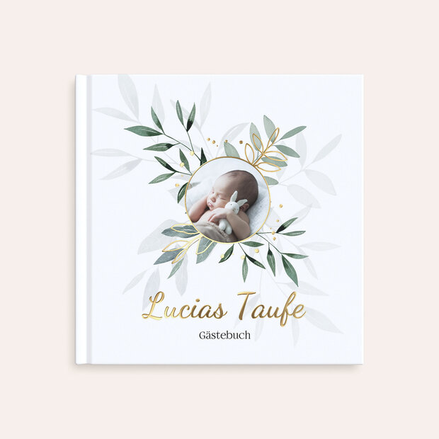 Gästebuch Taufe - Green Leafs