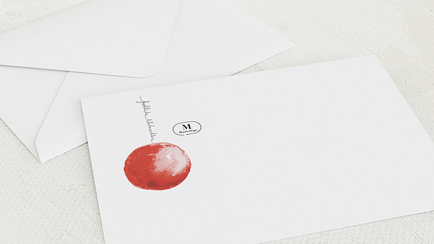 Umschlag mit Design Weihnachten Geschäftlich - Rote Weihnachtskugel