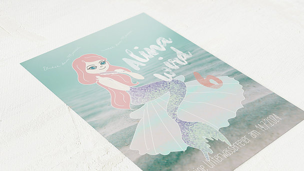 Einladungen für Kindergeburtstag - Kleine Meerjungfrau