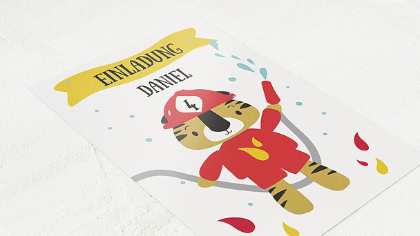 Einladungen für Kindergeburtstag - Feuerwehrtiger