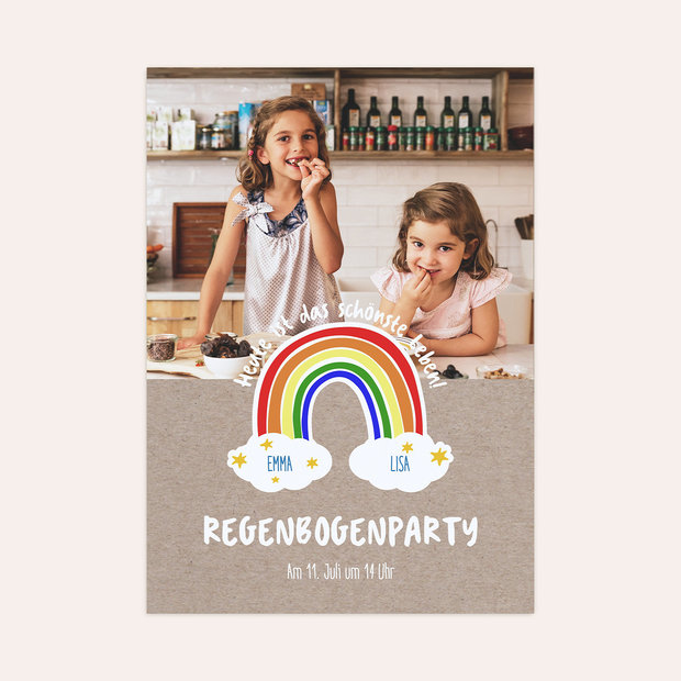 Einladungen für Kindergeburtstag - Regenbogenparty