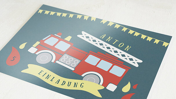 Einladungen für Kindergeburtstag - Feueralarm