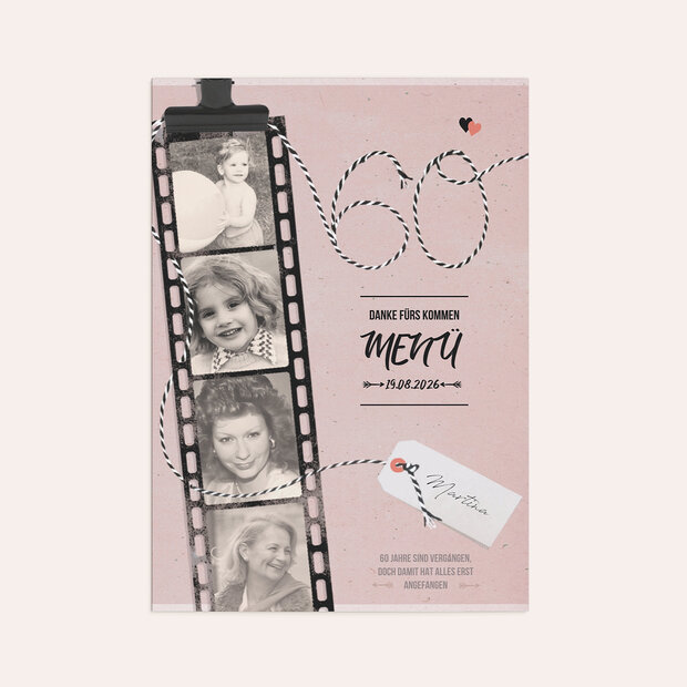 Menükarten Geburtstag - Filmstreifen 60