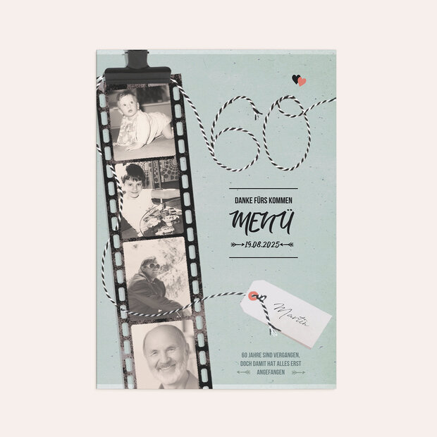 Menükarten Geburtstag - Filmstreifen 60