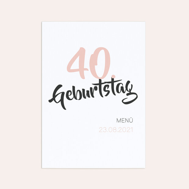 Menükarten Geburtstag - Ultraleicht Geburtstag 40