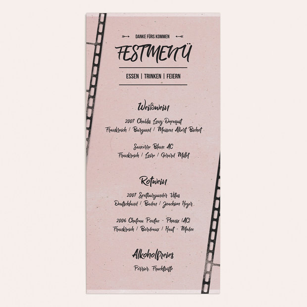 Menükarten Geburtstag - Filmstreifen