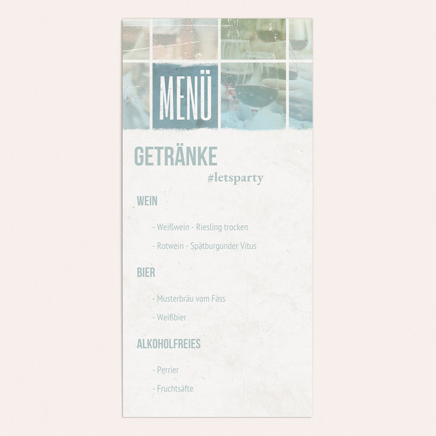 Menükarten Geburtstag - Vintage Grid