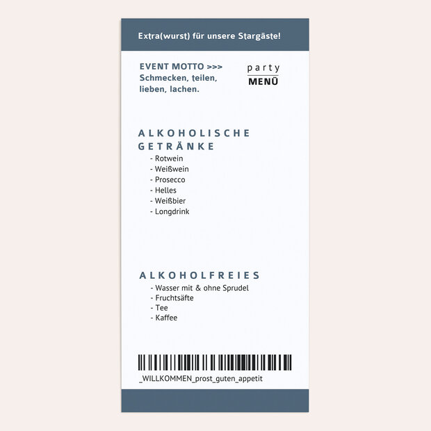 Menükarten Geburtstag - Party Ticket