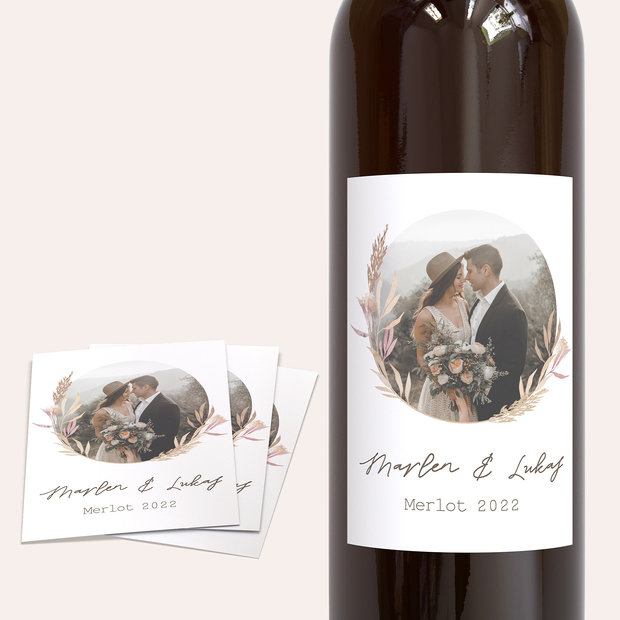 Weinetiketten Hochzeit - Ähren & Gräser