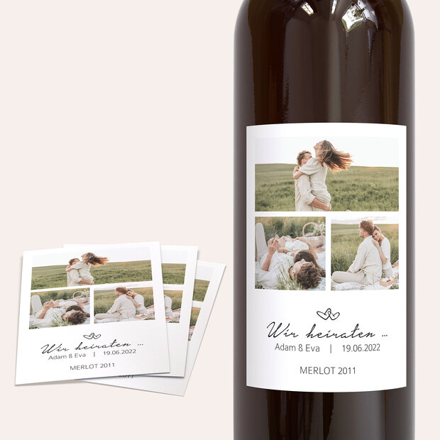 Weinetiketten Hochzeit - Herzklopfen