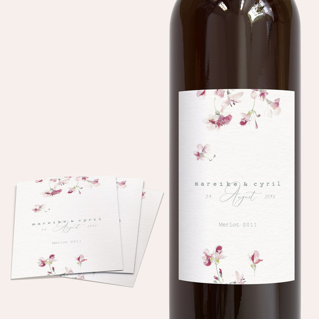 Weinetiketten Hochzeit - Flower passion