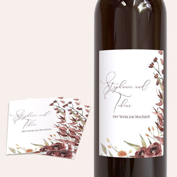 Weinetiketten Hochzeit - Herbstlicher Traum