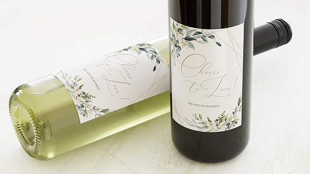 Weinetiketten Hochzeit - Tender Florals