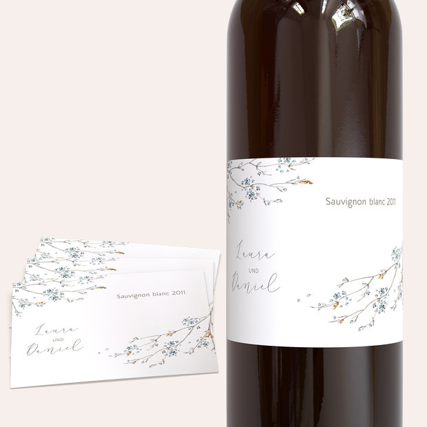 Weinetiketten Hochzeit - Zeit der Blüte