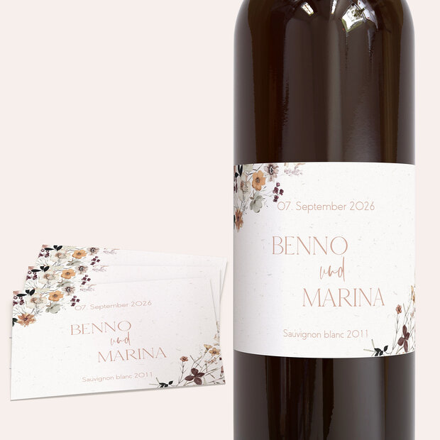 Weinetiketten Hochzeit - Zärtliche Verbindung