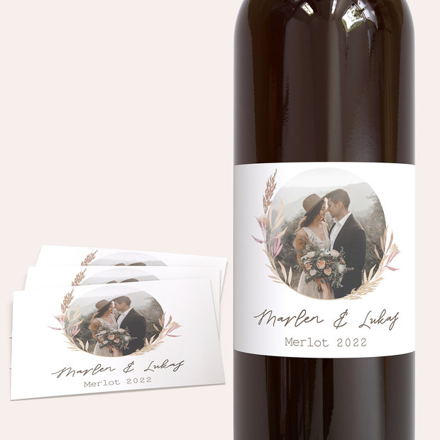 Weinetiketten Hochzeit - Ähren & Gräser