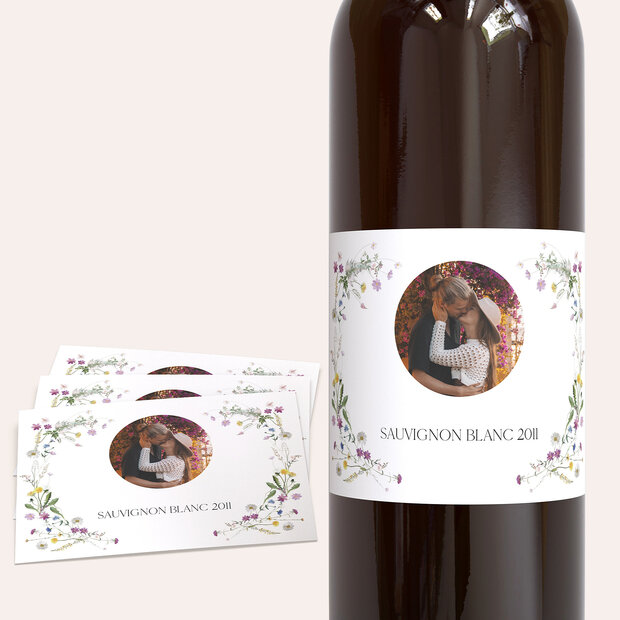Weinetiketten Hochzeit - Blumige Vielfalt