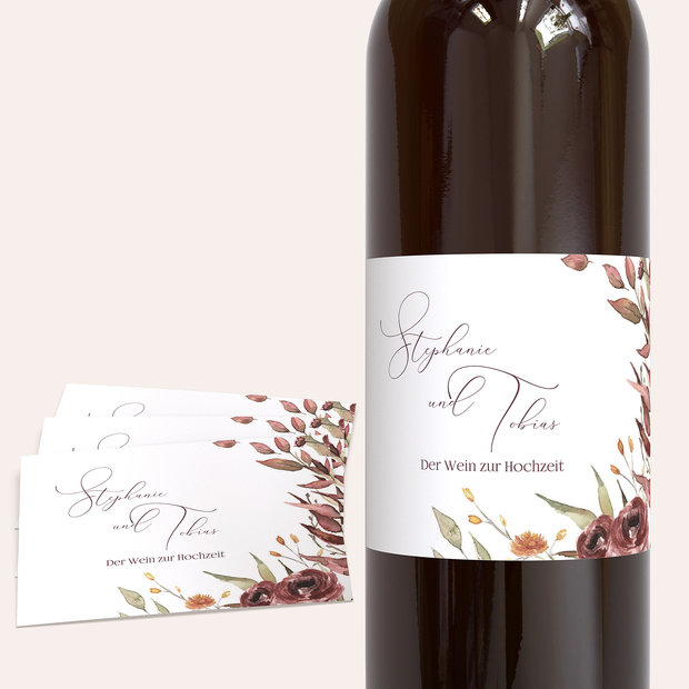 Weinetiketten Hochzeit - Herbstlicher Traum
