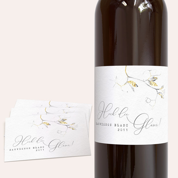 Weinetiketten Hochzeit - Edles Zweiglein