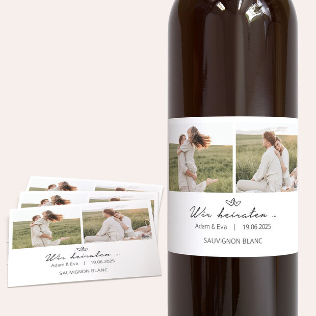 Weinetiketten Hochzeit - Herzklopfen