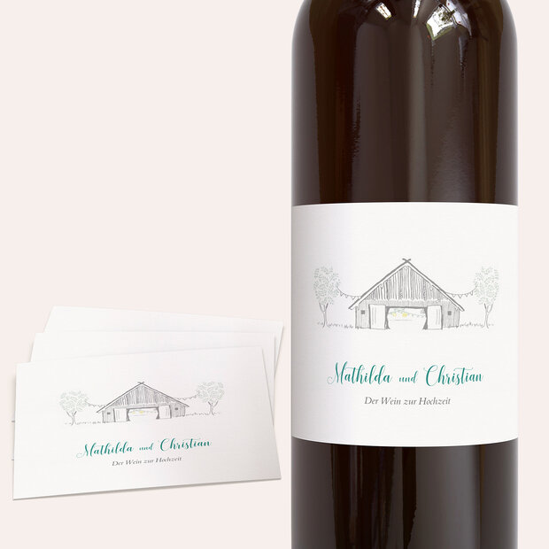 Weinetiketten Hochzeit - Auf dem Land