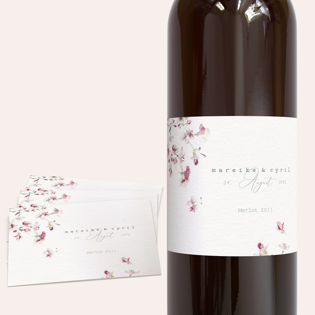 Weinetiketten Hochzeit - Flower passion