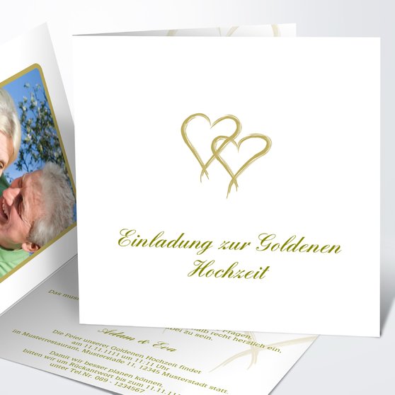 Einladungskarten Goldene Hochzeit edel und individuell