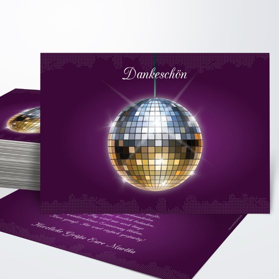 20 Runde 70er Jahre Disco Einladungskarten – Durchmesser 148 Mm, 300g Papier, Individuell Bedruckbar