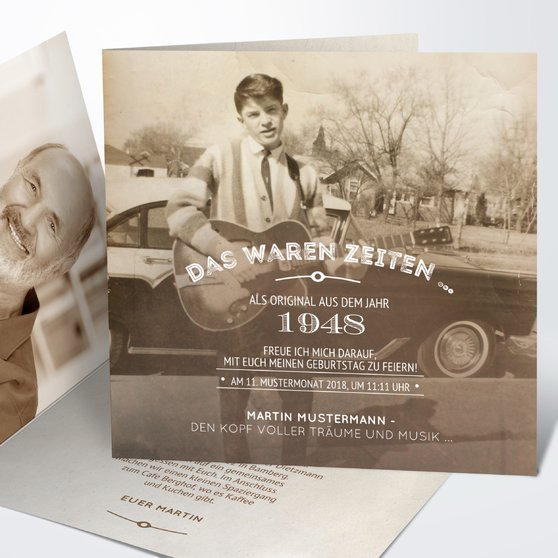 Geburtstagseinladungen Alte Zeiten 70 Detail