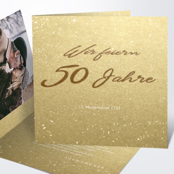 Einladungskarten Goldene Hochzeit edel und individuell