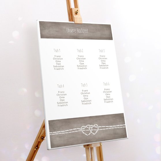 Sitzplan Hochzeit Liebesknoten Detail