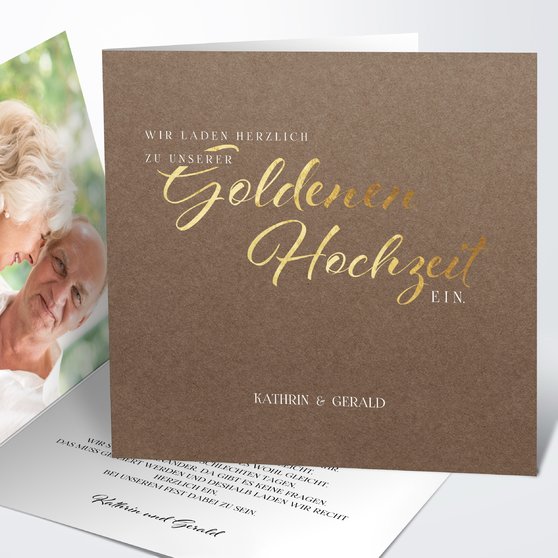 Einladungskarten Goldene Hochzeit - edel und individuell