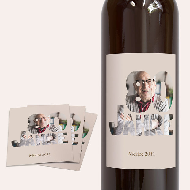 Weinetiketten Geburtstag - Stolze 80